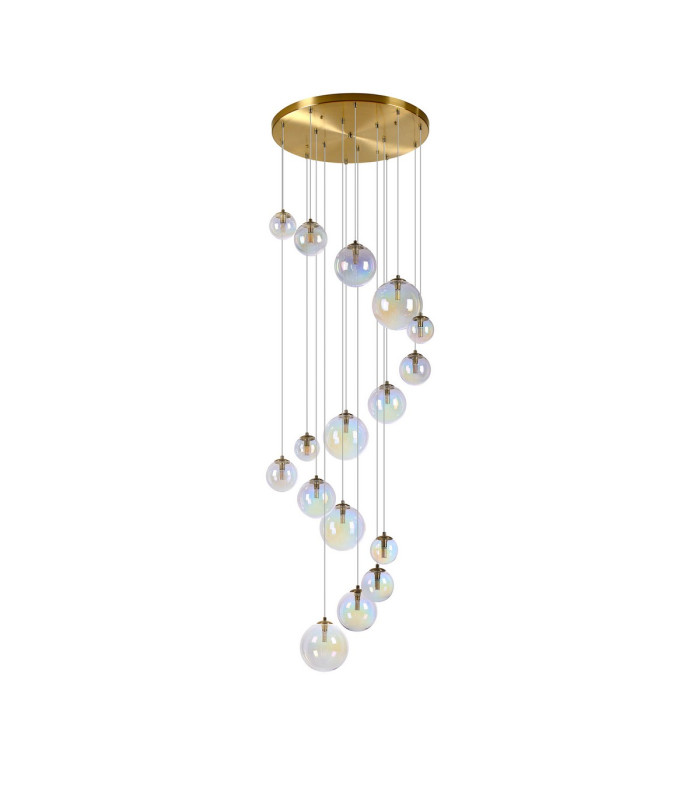 Marshall 60cm Pendant 16 x G9 Satin Gold Iridescent Plated Glass-4