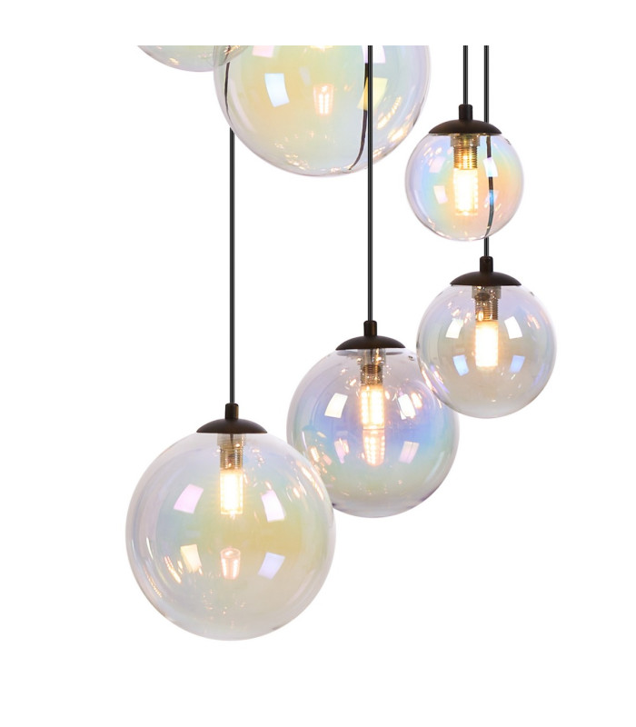 Marshall 60cm Pendant 16 x G9 Satin Black Iridescent Plated Glass-6