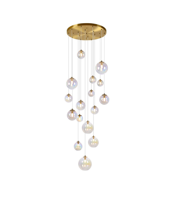 Marshall 60cm Pendant 16 x G9 Satin Gold Iridescent Plated Glass-5