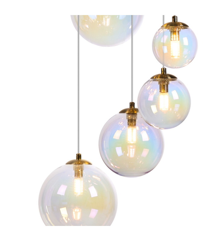 Marshall 60cm Pendant 16 x G9 Satin Gold Iridescent Plated Glass-6