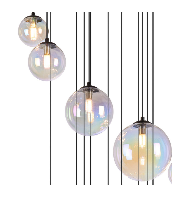 Marshall 60cm Pendant 16 x G9 Satin Black Iridescent Plated Glass-8