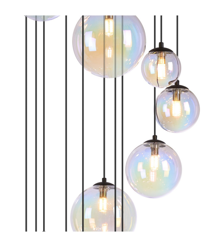 Marshall 60cm Pendant 16 x G9 Satin Black Iridescent Plated Glass-9