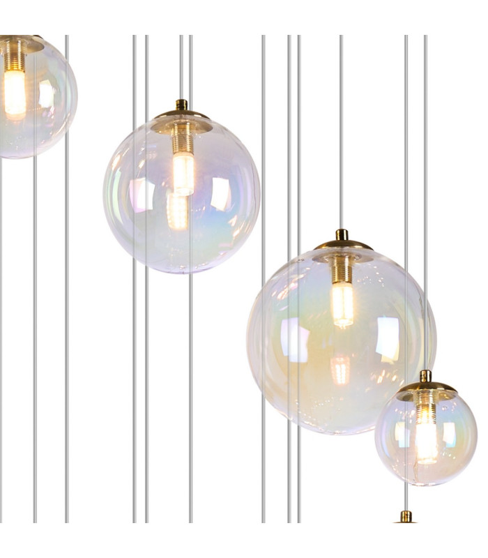 Marshall 60cm Pendant 16 x G9 Satin Gold Iridescent Plated Glass-8