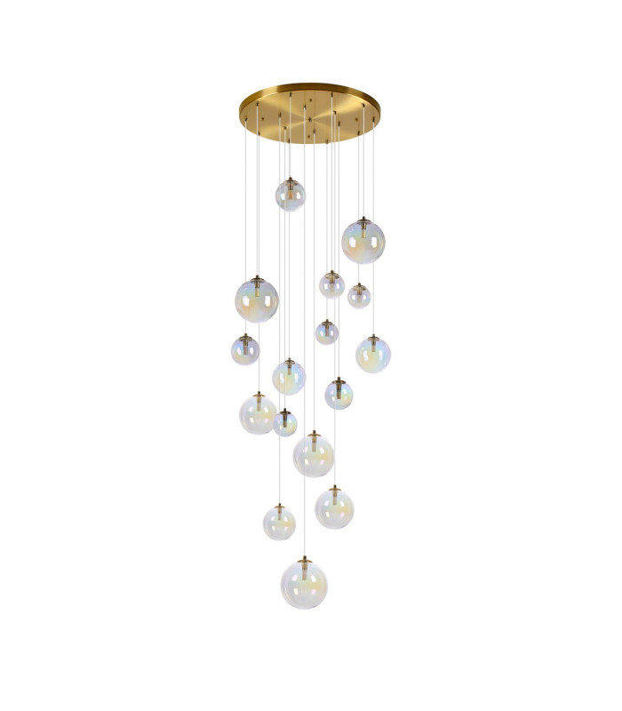 Marshall 60cm Pendant 16 x G9 Satin Gold Iridescent Plated Glass-10