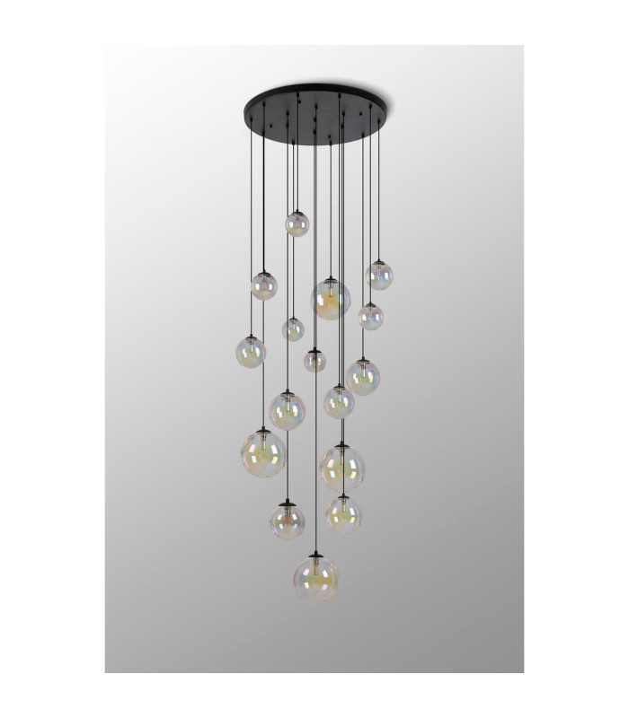 Marshall 60cm Pendant 16 x G9 Satin Black Iridescent Plated Glass-13