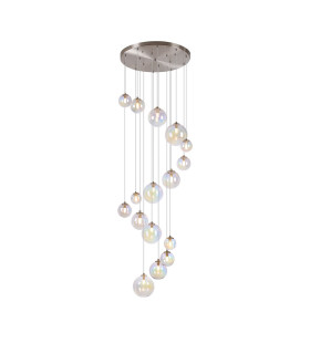 Marshall 60cm Pendant 16 x G9 Satin Nickel Iridescent Plated Glass-1