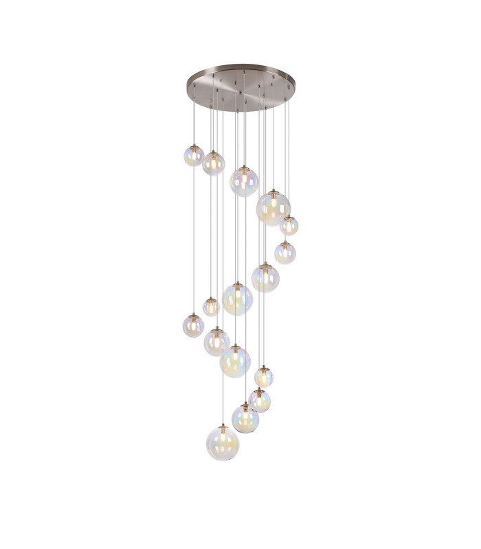 Marshall 60cm Pendant 16 x G9 Satin Nickel Iridescent Plated Glass-1