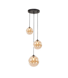 Marshall 31cm Round Pendant 3 x G9 Satin Black/Amber Plated-1