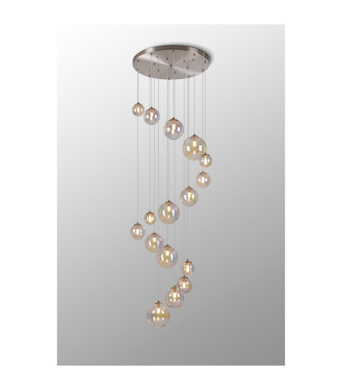 Marshall 60cm Pendant 16 x G9 Satin Nickel Iridescent Plated Glass-3