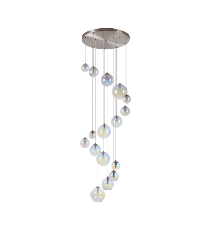 Marshall 60cm Pendant 16 x G9 Satin Nickel Iridescent Plated Glass-4