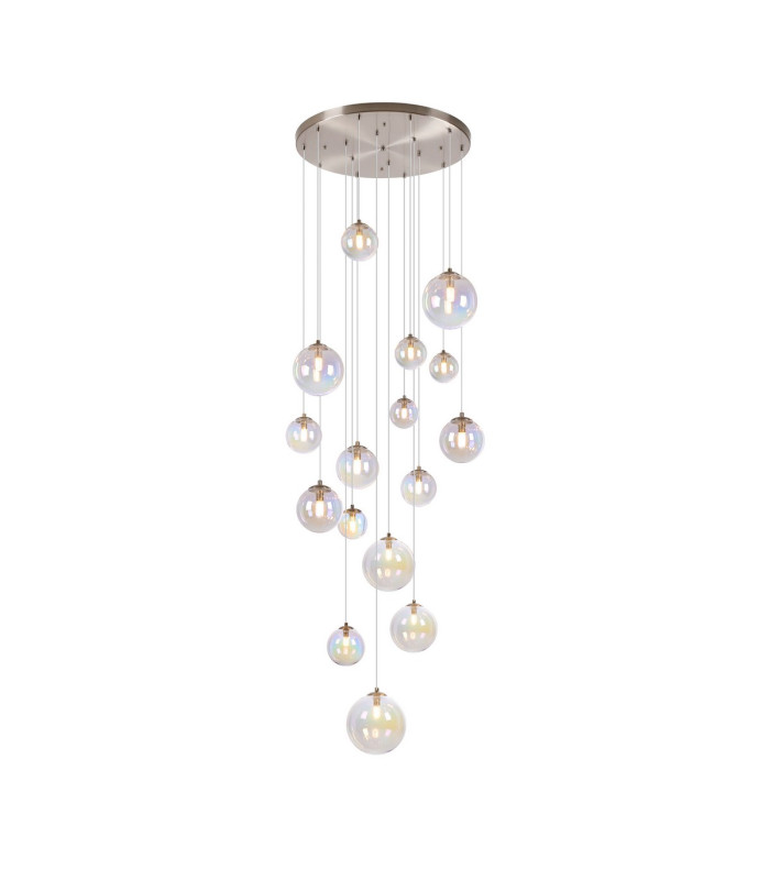 Marshall 60cm Pendant 16 x G9 Satin Nickel Iridescent Plated Glass-5