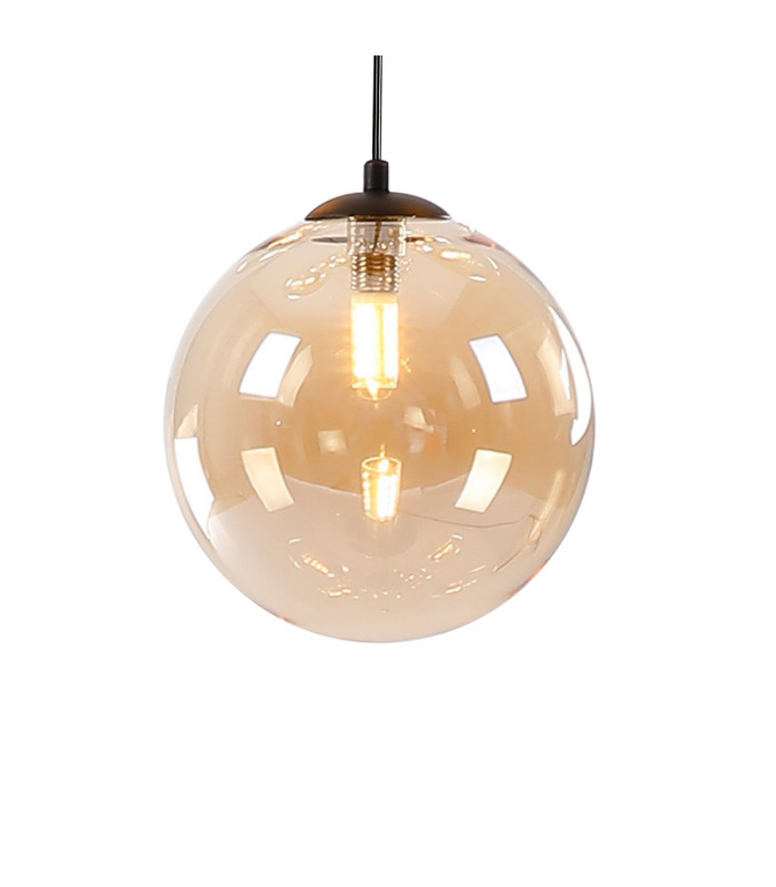 Marshall 31cm Round Pendant 3 x G9 Satin Black/Amber Plated-8