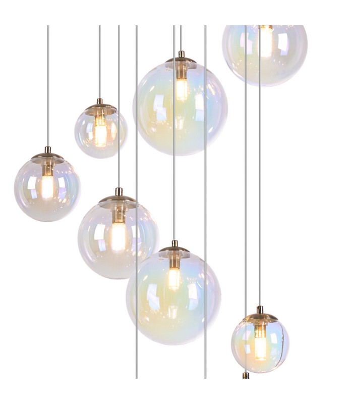 Marshall 60cm Pendant 16 x G9 Satin Nickel Iridescent Plated Glass-9