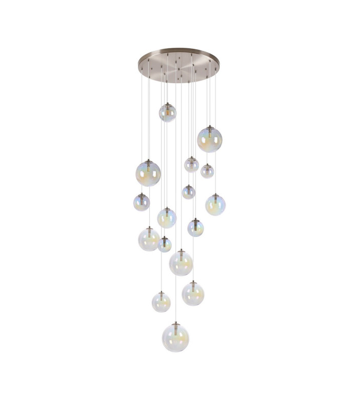 Marshall 60cm Pendant 16 x G9 Satin Nickel Iridescent Plated Glass-10