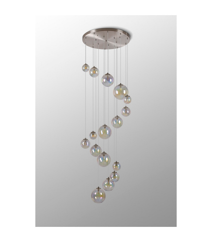 Marshall 60cm Pendant 16 x G9 Satin Nickel Iridescent Plated Glass-11