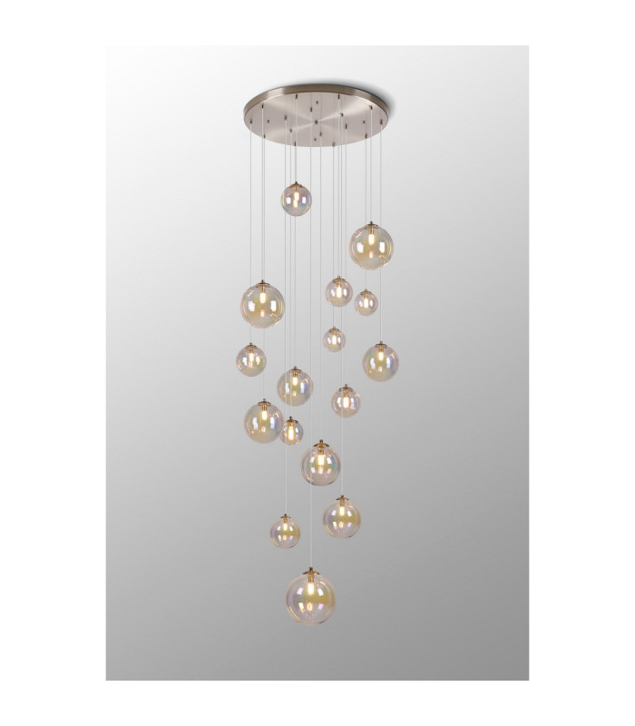Marshall 60cm Pendant 16 x G9 Satin Nickel Iridescent Plated Glass-12