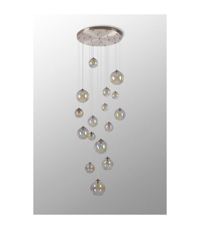 Marshall 60cm Pendant 16 x G9 Satin Nickel Iridescent Plated Glass-13