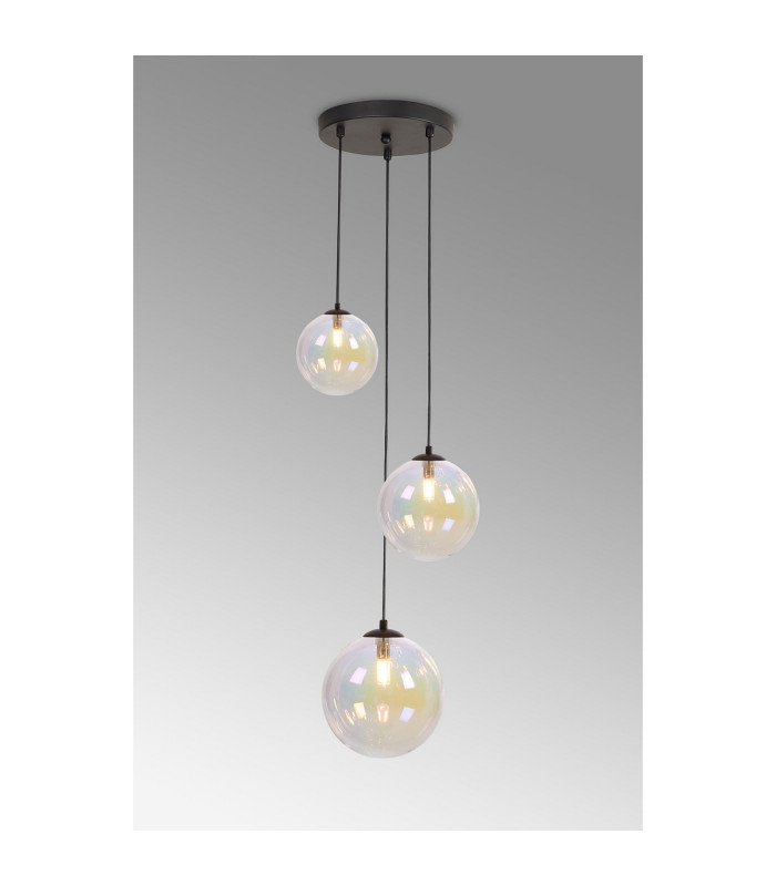 Marshall 31cm Round Pendant 3 x G9 Satin Black/Iridescent Plated-3