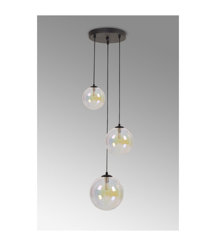 Marshall 31cm Round Pendant 3 x G9 Satin Black/Iridescent Plated-9