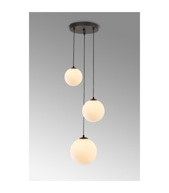 Marshall 31cm Round Pendant 3 x G9 Satin Black/Opal-3