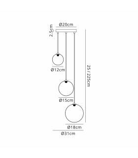 Marshall 31cm Round Pendant 3 x G9 Satin Gold/Chrome Plated-2