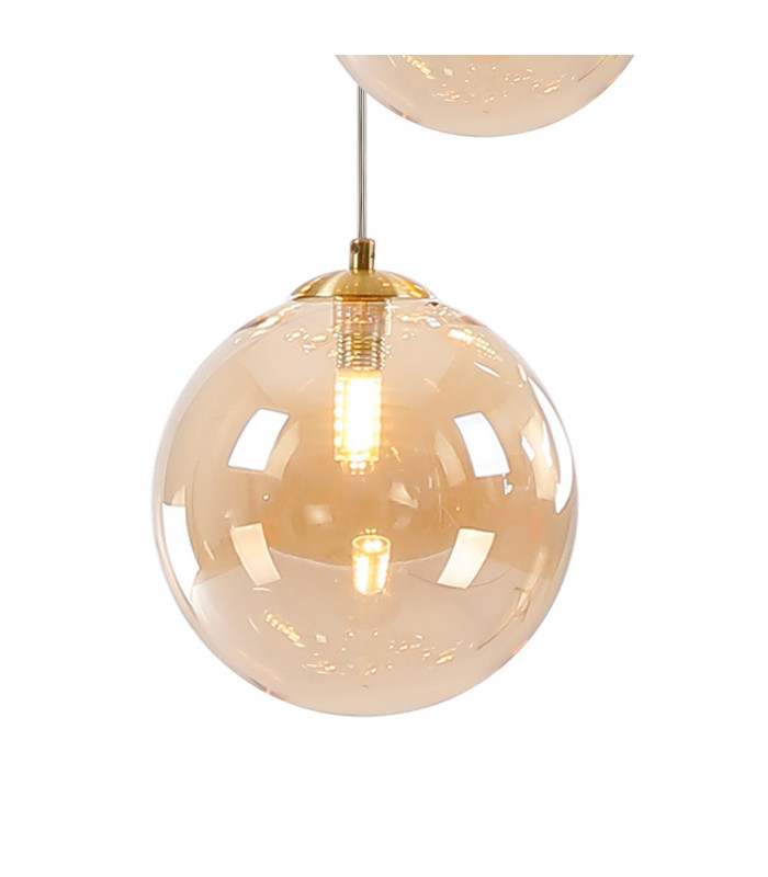 Marshall 31cm Round Pendant 3 x G9 Satin Gold/Amber Plated-7