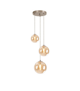 Marshall 31cm Round Pendant 3 x G9 Satin Nickel/Amber Plated-1