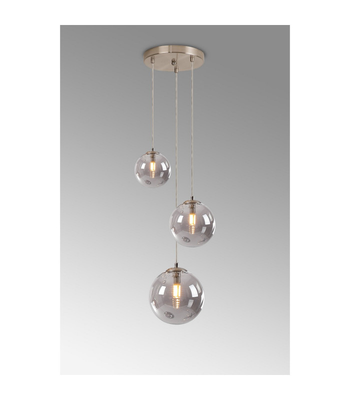 Marshall 31cm Round Pendant 3 x G9 Satin Nickel/Smoke Plated-3