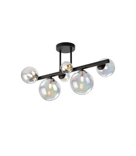 Marshall Semi Flush Ceiling Light 6 x G9 Satin Black Iridescent Plated Glass-1