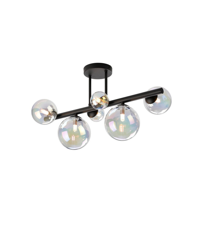 Marshall Semi Flush Ceiling Light 6 x G9 Satin Black Iridescent Plated Glass-1