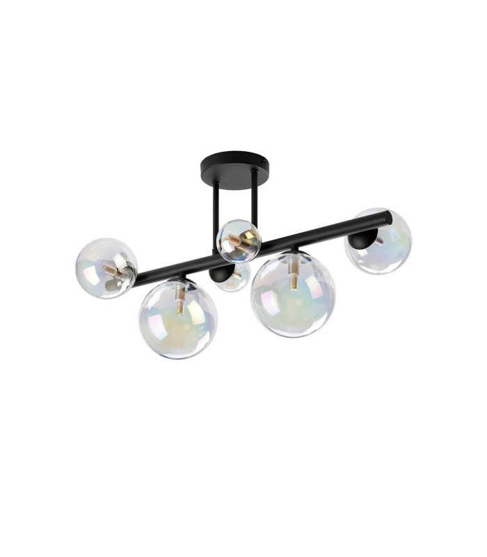 Marshall Semi Flush Ceiling Light 6 x G9 Satin Black Iridescent Plated Glass-4