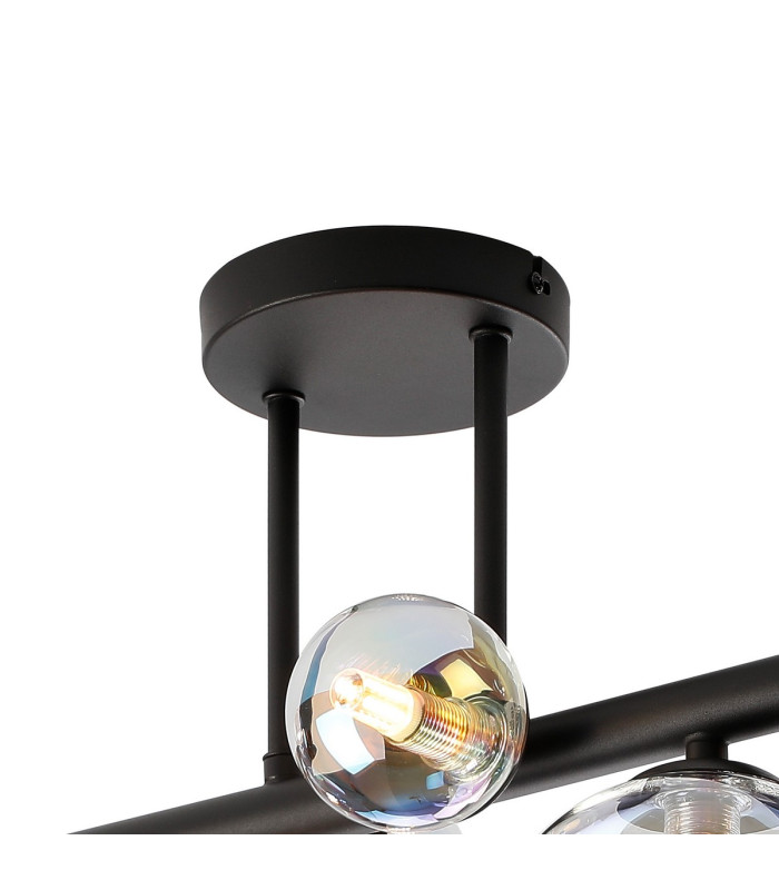 Marshall Semi Flush Ceiling Light 6 x G9 Satin Black Iridescent Plated Glass-5