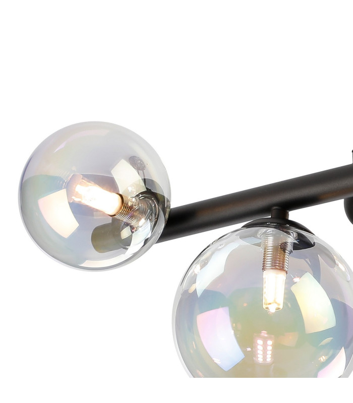 Marshall Semi Flush Ceiling Light 6 x G9 Satin Black Iridescent Plated Glass-6