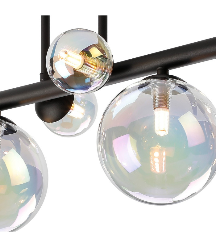 Marshall Semi Flush Ceiling Light 6 x G9 Satin Black Iridescent Plated Glass-7
