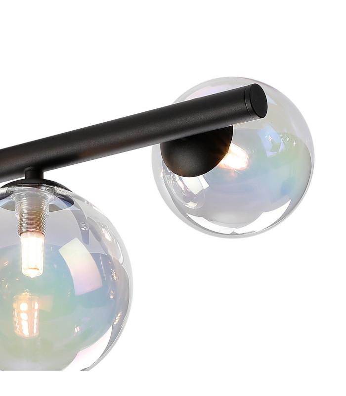 Marshall Semi Flush Ceiling Light 6 x G9 Satin Black Iridescent Plated Glass-8