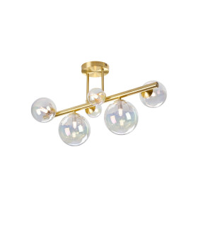 Marshall Semi Flush Ceiling Light 6 x G9 Satin Gold Iridescent Plated Glass-1