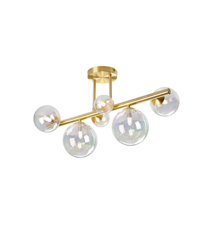 Marshall Semi Flush Ceiling Light 6 x G9 Satin Gold Iridescent Plated Glass-1