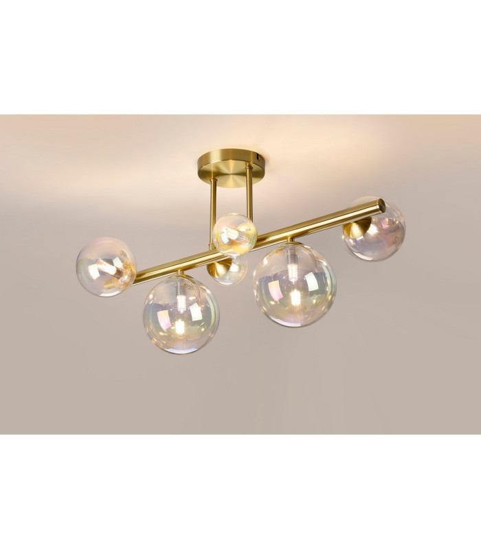 Marshall Semi Flush Ceiling Light 6 x G9 Satin Gold Iridescent Plated Glass-3