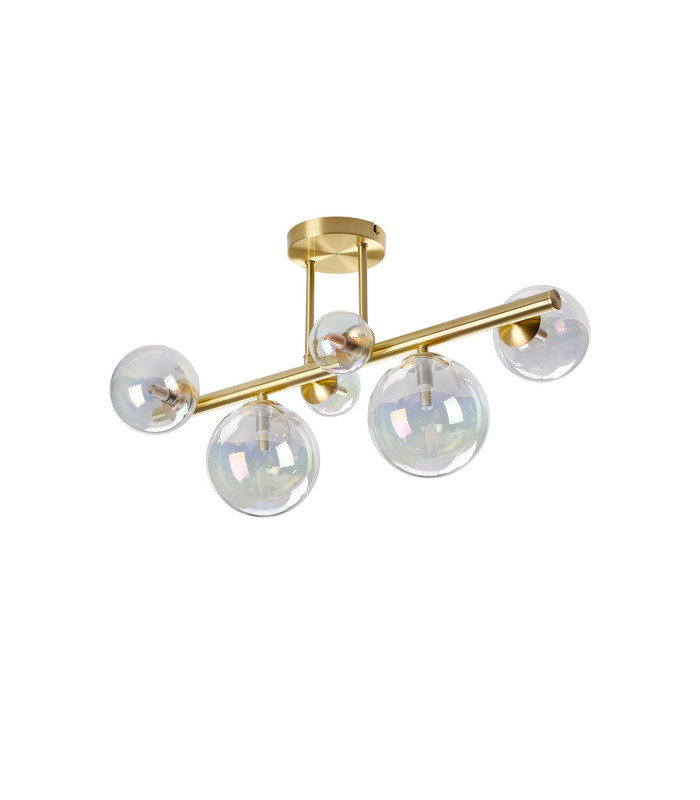 Marshall Semi Flush Ceiling Light 6 x G9 Satin Gold Iridescent Plated Glass-4