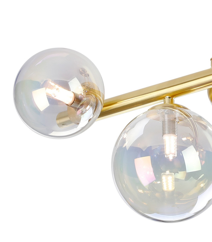 Marshall Semi Flush Ceiling Light 6 x G9 Satin Gold Iridescent Plated Glass-6