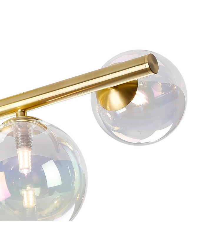 Marshall Semi Flush Ceiling Light 6 x G9 Satin Gold Iridescent Plated Glass-8