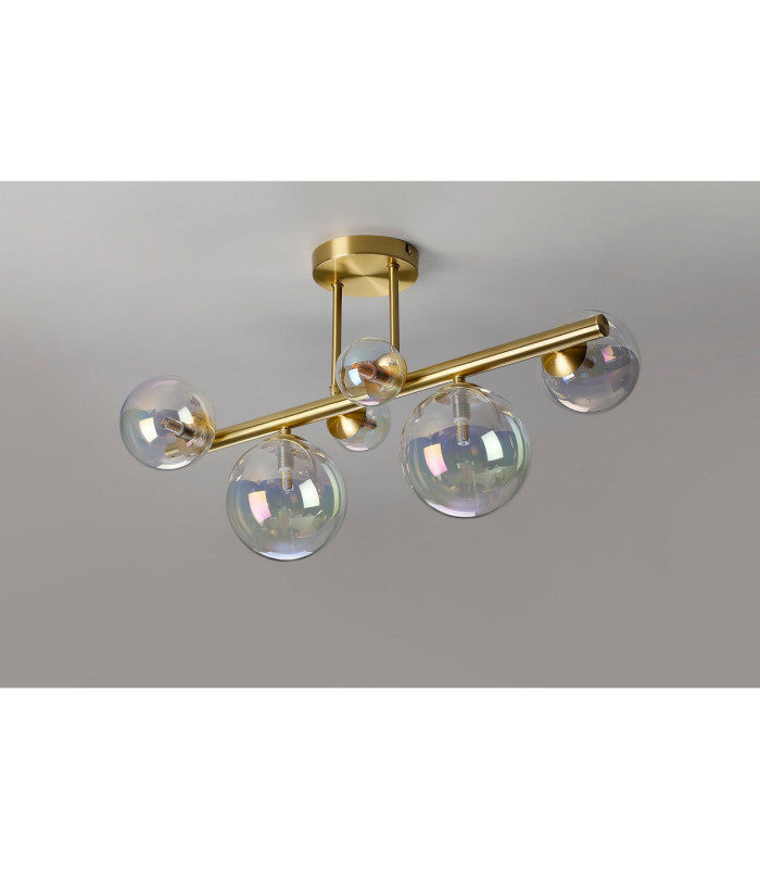 Marshall Semi Flush Ceiling Light 6 x G9 Satin Gold Iridescent Plated Glass-9