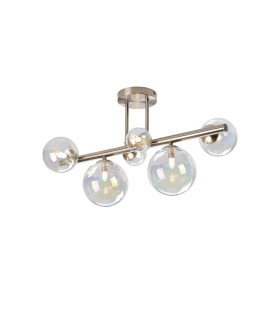 Marshall Semi Flush Ceiling Light 6 x G9 Satin Nickel Iridescent Plated Glass-1