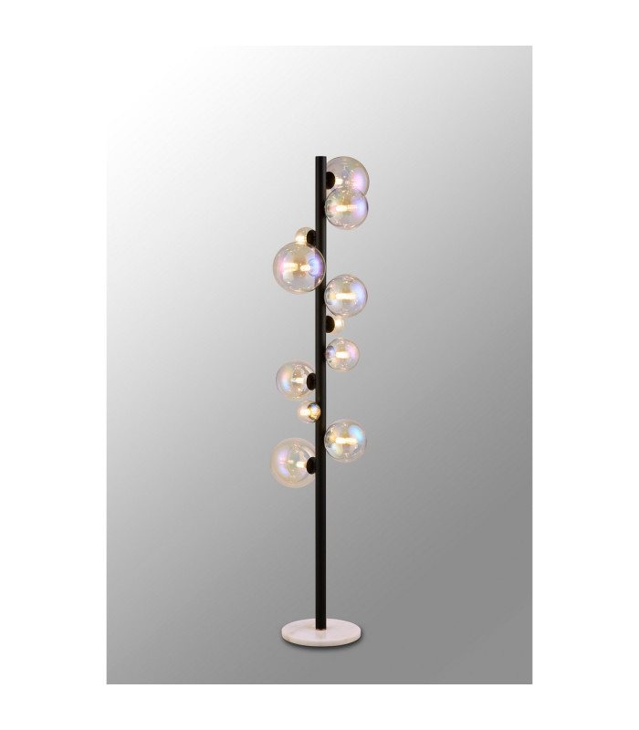 Marshall Floor Lamp 11 x G9 Satin Black Iridescent Plated Glass-3