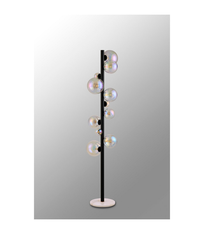 Marshall Floor Lamp 11 x G9 Satin Black Iridescent Plated Glass-8