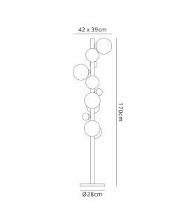 Marshall Floor Lamp 11 x G9 Satin Gold Iridescent Plated Glass-2