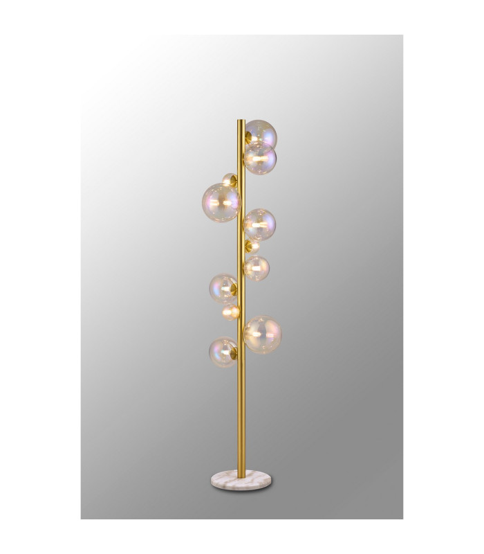 Marshall Floor Lamp 11 x G9 Satin Gold Iridescent Plated Glass-3