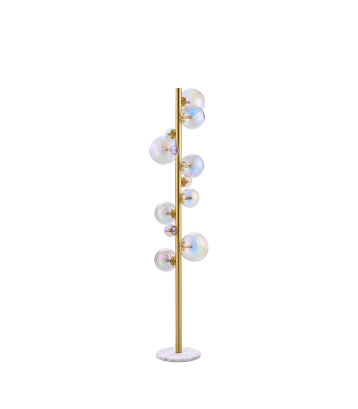 Marshall Floor Lamp 11 x G9 Satin Gold Iridescent Plated Glass-4