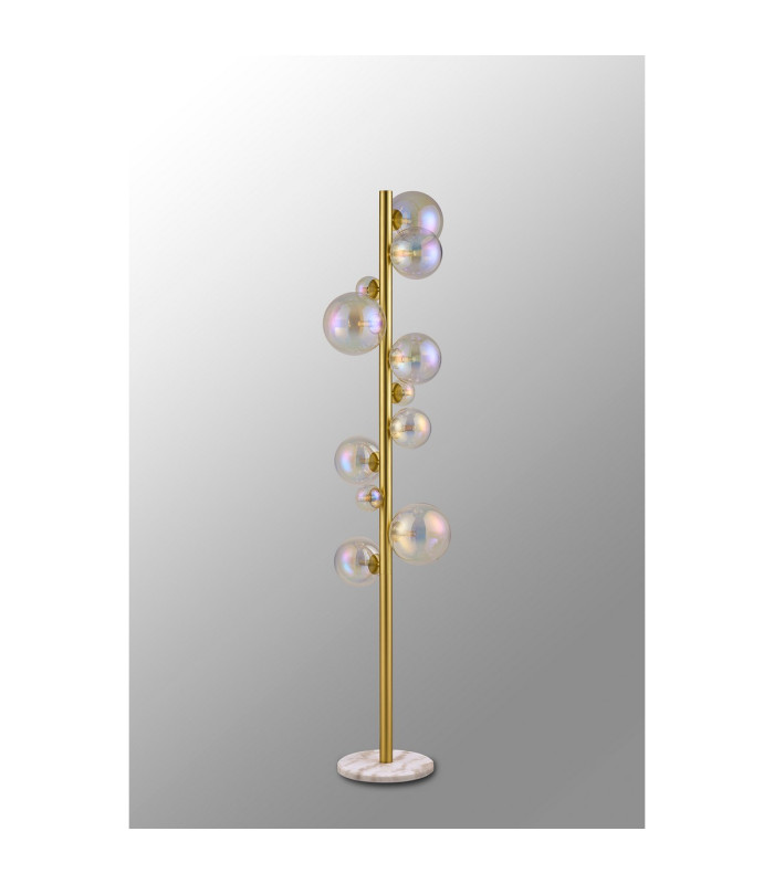 Marshall Floor Lamp 11 x G9 Satin Gold Iridescent Plated Glass-8