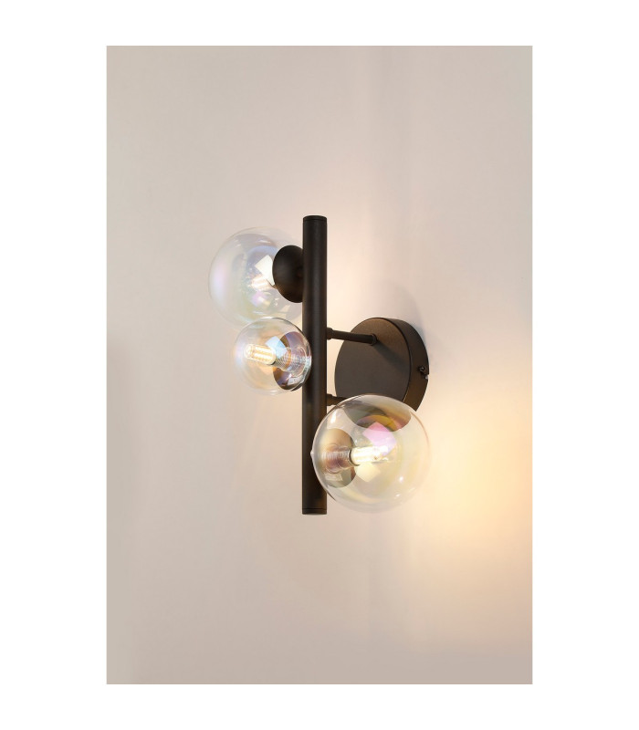 Marshall Wall Lamp 3 x G9 Satin Black Iridescent Plated Glass-3